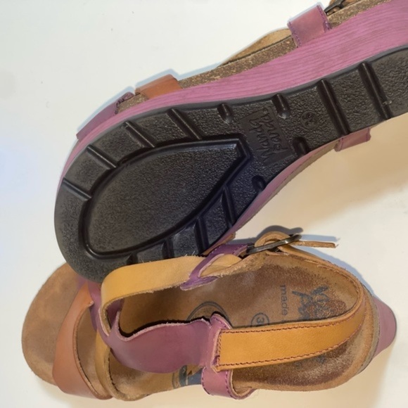 WANDA PANDA Purple & Tan Wedge Strappy Sandals size‎ 36. 5 - Picture 6 of 9